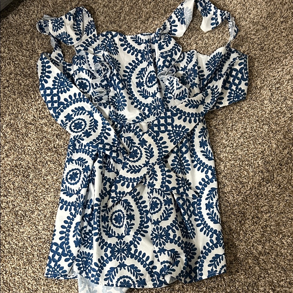 SHEIN Blue and White Floral Dress